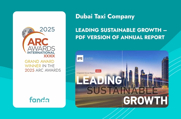 Fanda Wins Grand Award at the 2025 International ARC Awards for Dubai Taxi Company’s Annual Report